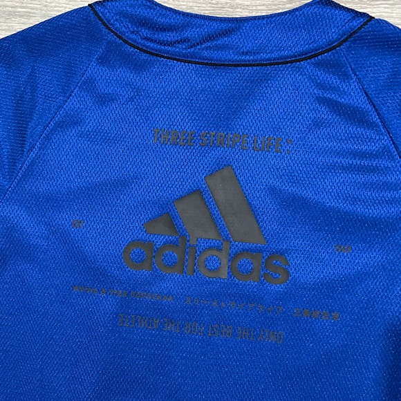 5/$7 💰 Adidas Athletic Baseball Jersey Mesh Button Shirt Royal Blue - Picture 13 of 16